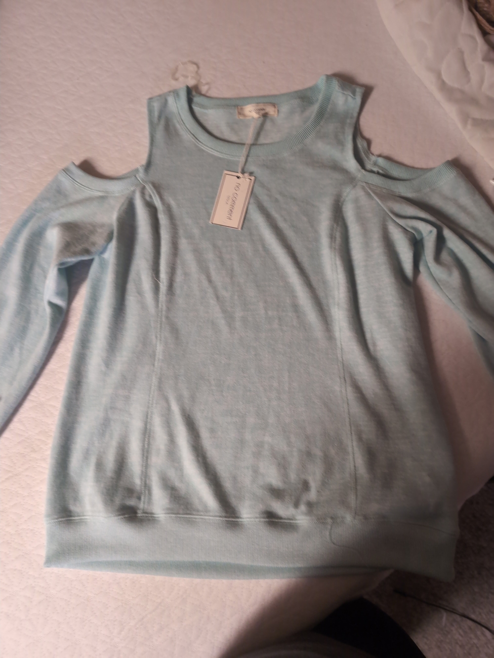 Cold-Shoulder Knit Top in Light Blue